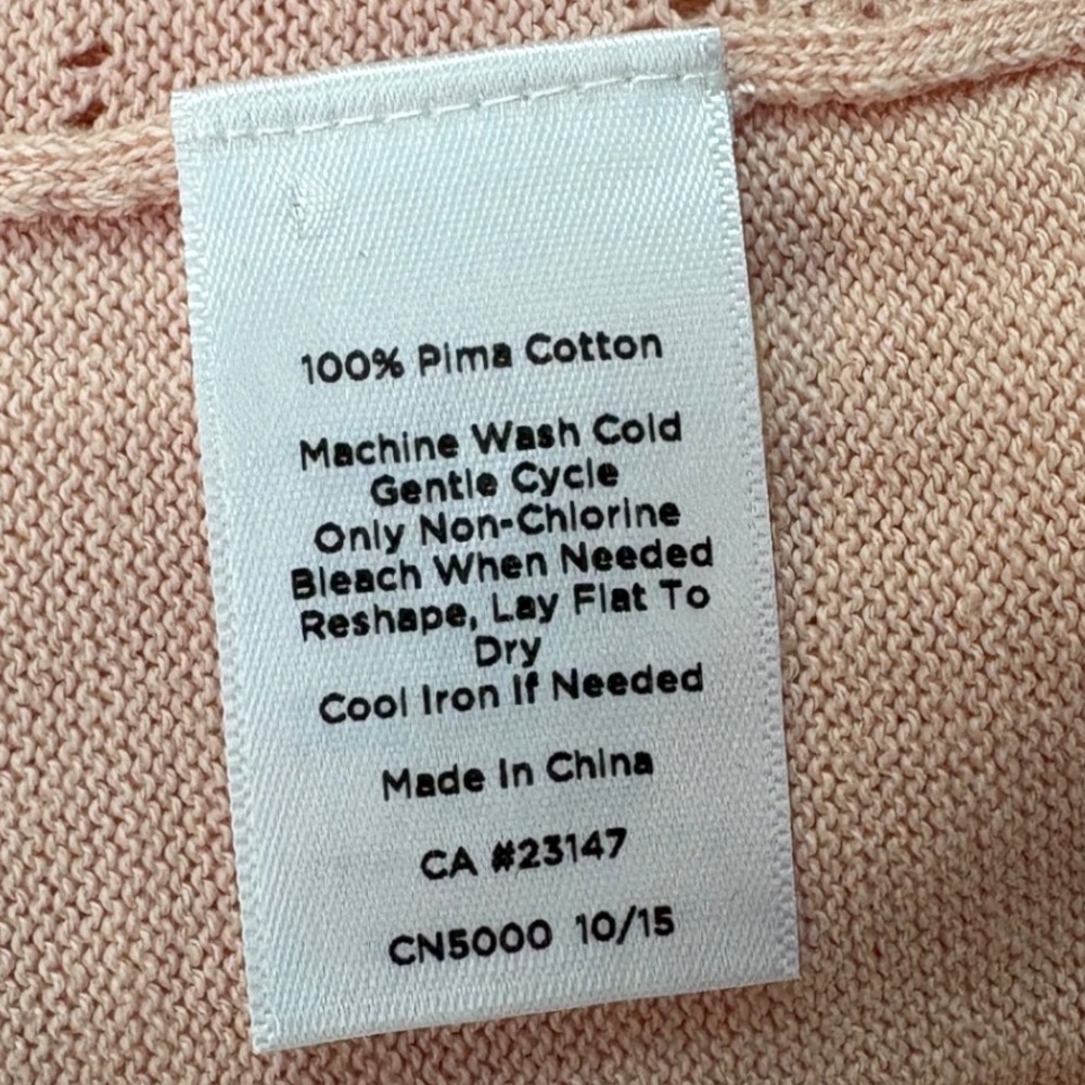 Talbots Petites Pink 100% Pima Cotton Pointelle Cardigan Sweater Womens MP - Picture 6 of 6
